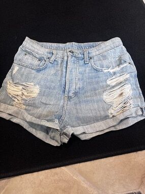 Carmar Light Blue Distressed Rolled-Hem Jean Shorts
